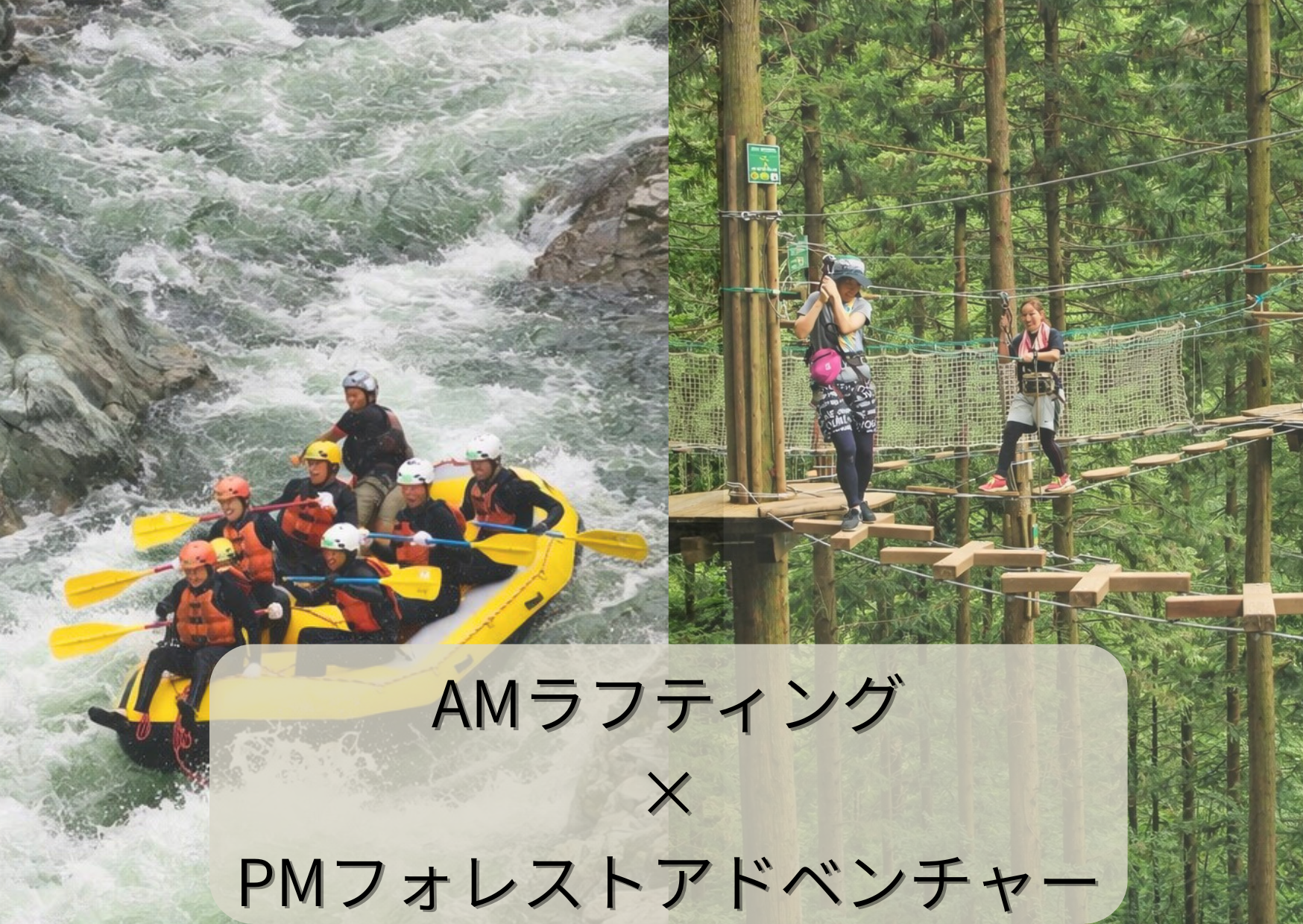 AM:ラフティング・PM:フォレストアドベンチャー・祖谷コンボコース(HA)