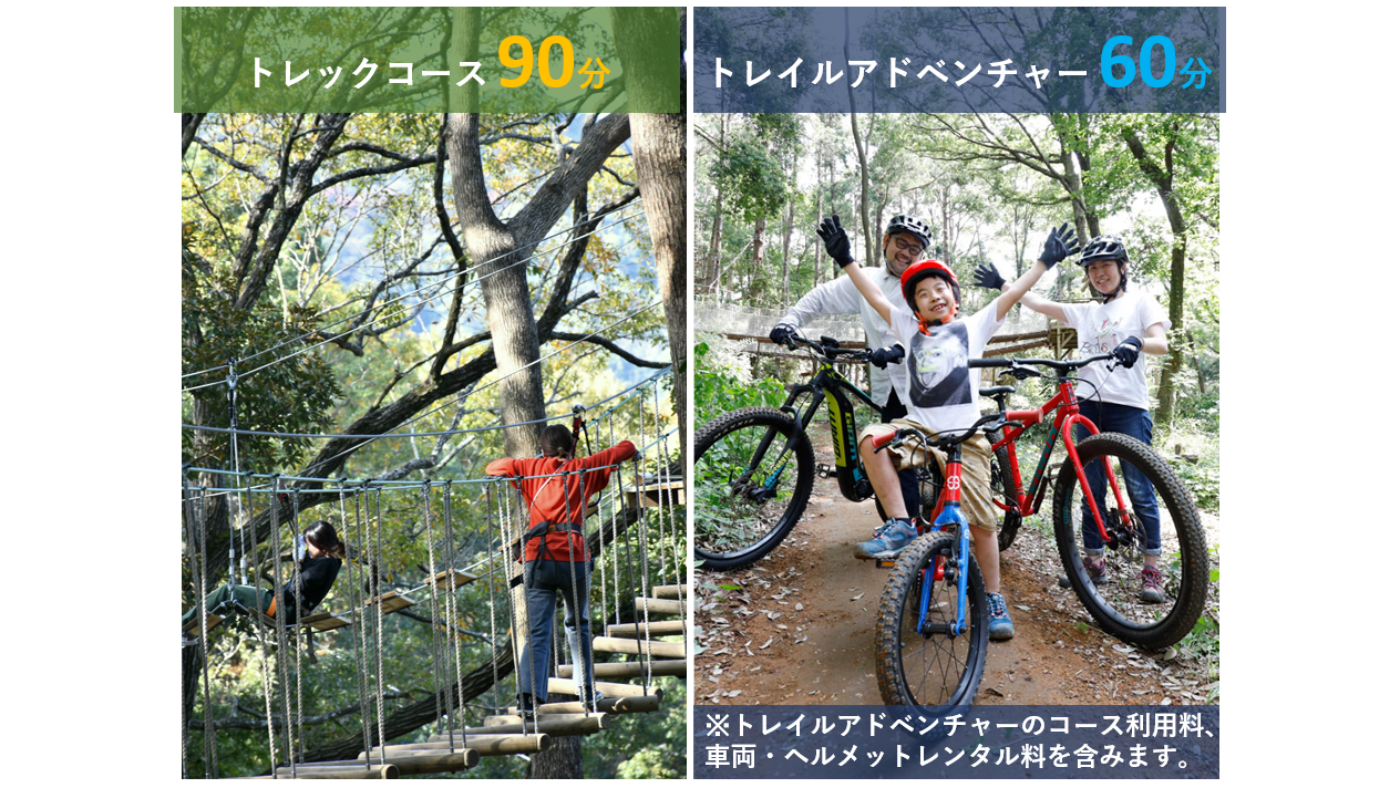 トレックコース90分＋トレイルアドベンチャー60分