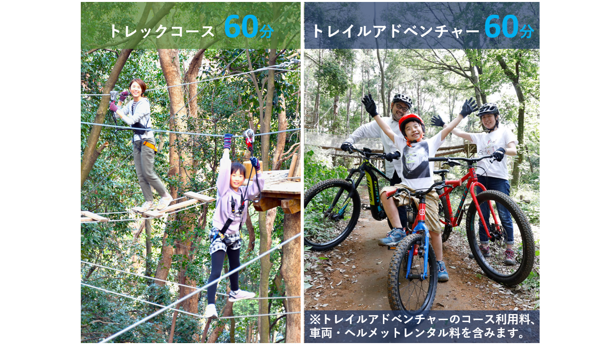 トレックコース60分＋トレイルアドベンチャー60分