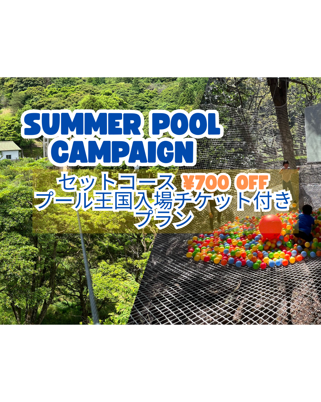 セットコース（ジップトリップ＋ネット）＋ プール王国前売りプラン